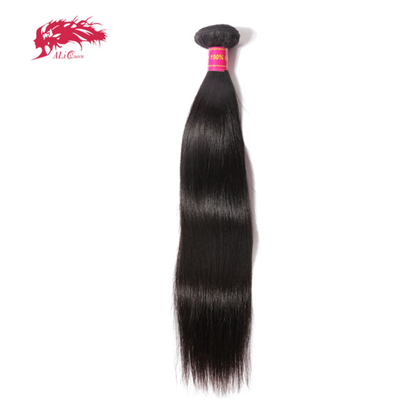 Ali Queen Hair Brazilian Virgin Hair Straight Bundles Natural Black Color 100% Human Weaving 8inch to 28inch 