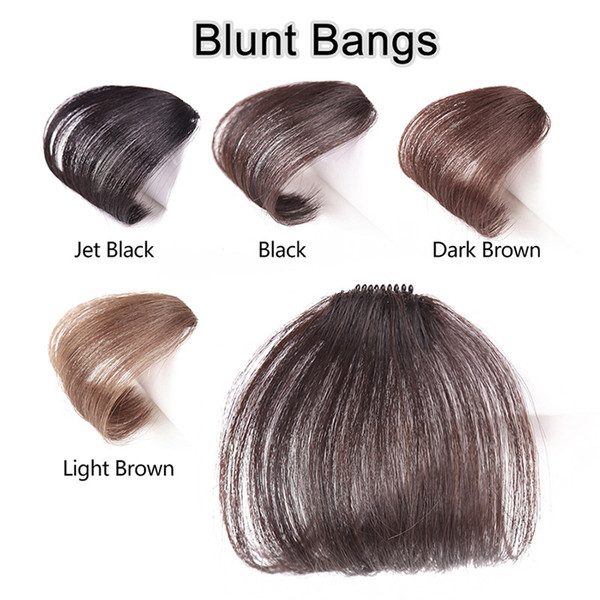 Neat Front False Fringe Thin Clip In Blunt Bangs Black/Brown Hairpiece With High Temperature Synthetic Hair Golden Beauty