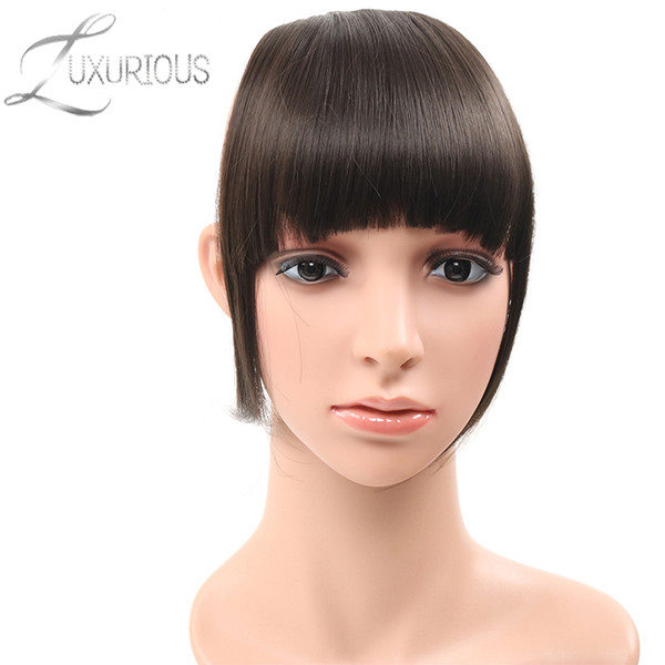 2019 100% Human Remy Hair Front Neat Bangs Natural Color Clip In Human Hair Extensions 6inch 1pc Free