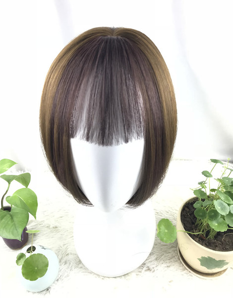 100% Real human hair bangs Clip In Bangs Extension Hand Tied Hair Bangs with Temples blonde