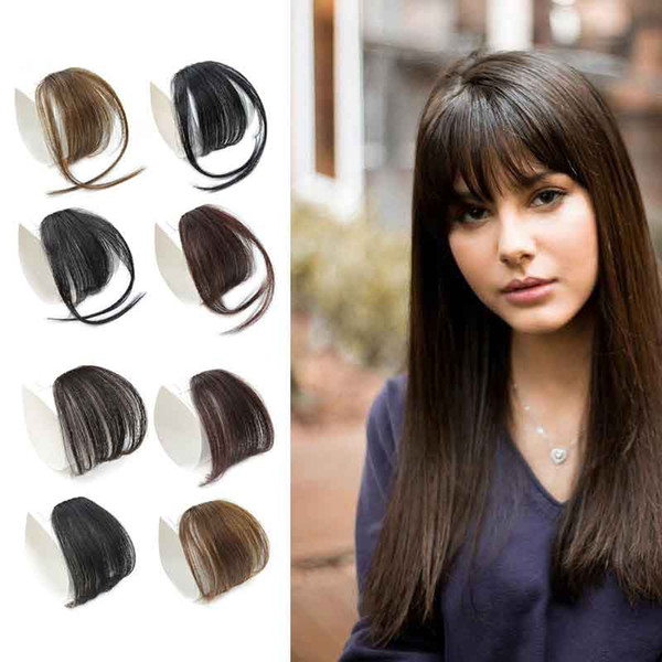 100% Human Hair Bangs Hand Tied Hair Fringe Hairpiece Clip in Air Bangs With Temple For Women