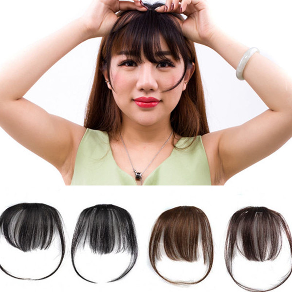 Sara 100% Human Hair Bang Shuangbin Clip In Bangs Fringe Front Bang Hair Extension Black&Brown Clip in Hair Piece 3*14CM