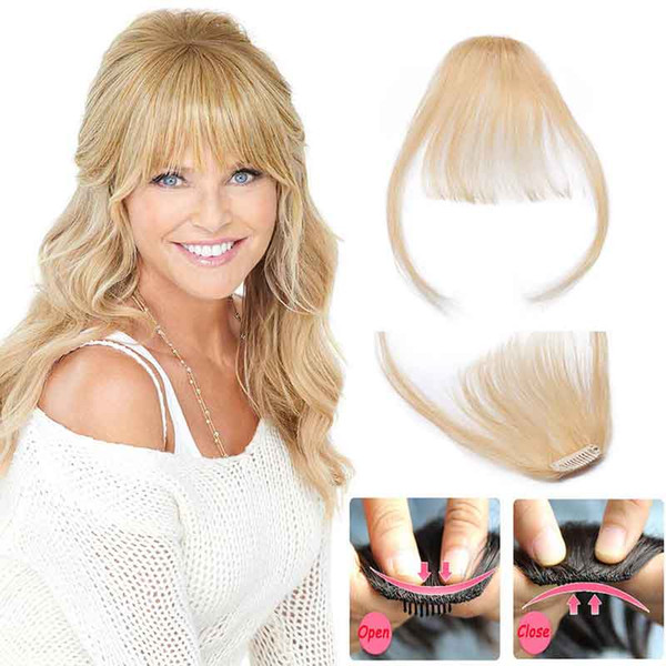 Thin Air Bangs With Temple Forehead bangs Hairpiece 100% Human Hair Fringe Bleach Blonde Clip In Bangs For Women