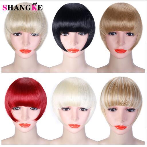 Synthetic Hair Bangs 2Clips Clip In Hair Extension Black Brown Blonde 20 Colors Side symmetry Fringe Bangs Hairpieces