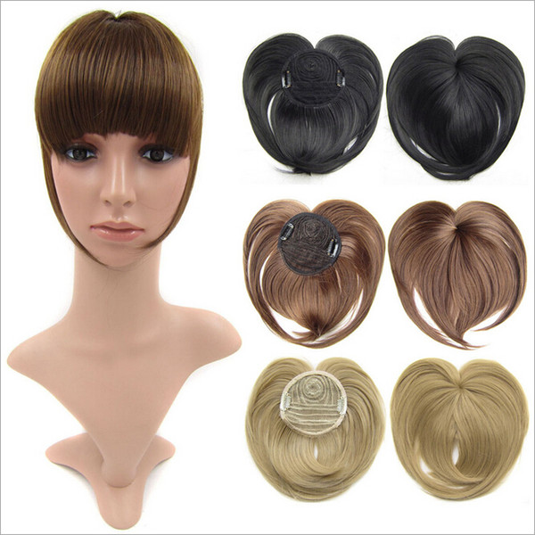 Wholesale-5pcs/lot Top Closure Hair Fringe Bang Clip in Hair Bangs Extension Synthetic Hair Fringe Piece False Hair Heat Resistance Fringe