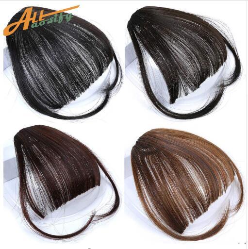 Clip In Hair Bangs Hairpiece Synthetic Fake Bangs Hair Piece Clip In Hair Extensions Pure Color Middle Part Bang