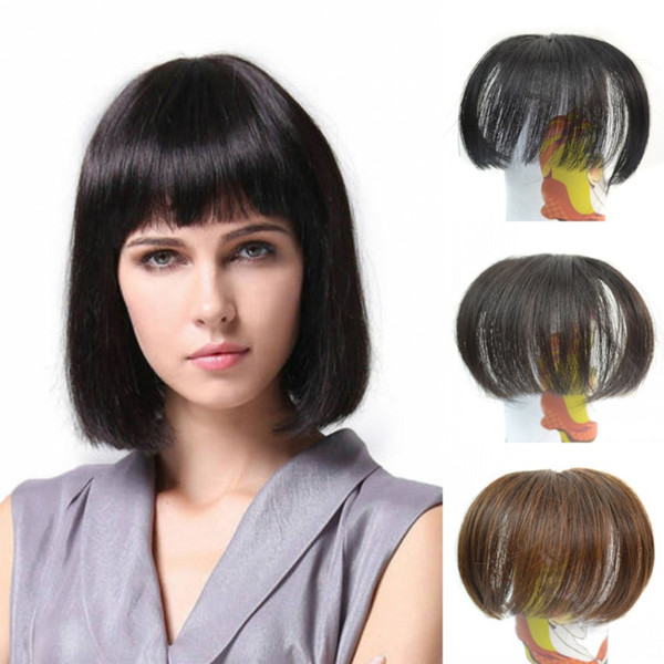 Sara 100% Human Hair Bang Clip in Neat Bangs Straight Hair Clip in Fringe Bangs Hair Extensions 10*14CM Frange Janet Black & Brown Hairpiece