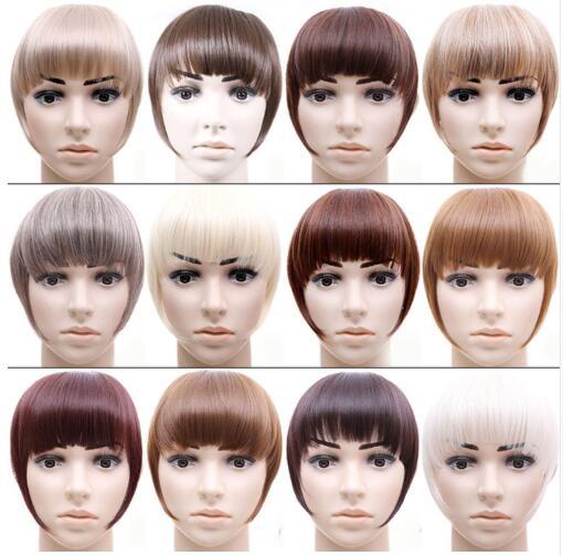 Short Front Neat bangs Clip in bang fringe Hair extensions straight Synthetic Natural hairpiece Blunt Bangs