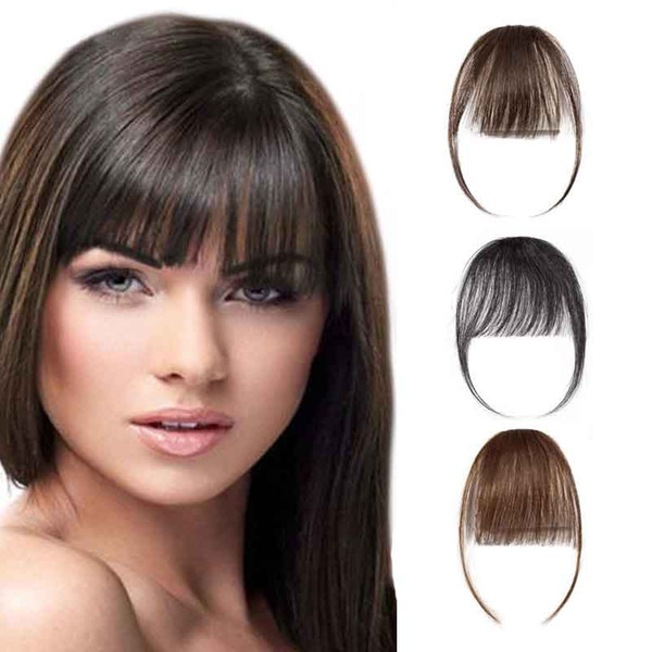 Human Hair Bangs long-lived Fringe Hair Bangs Natural Black Clip in Air Bangs With Temple For Women