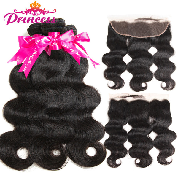 Beautiful Princess Hair 13x4 Lace Frontal Closure With Bundles Brazilian Body Wave Human Hair Bundles With Lace Closure Non-Remy