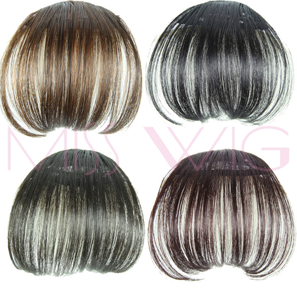 4Colors Available Girls Front Neat Bang Hair Extensions Fake Hair Synthetic Clips High Temperature Fiber