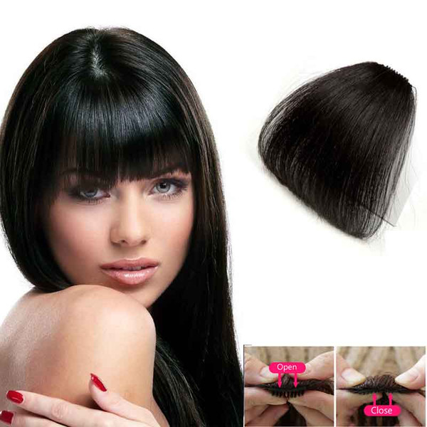 Thin Air hair bangs Without Temples Human Hair Bangs Jet Black For Women One Clip Hairpiece Fringe