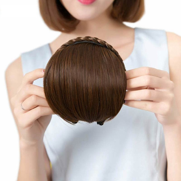 Short Braid Blunt Bangs Natural Tidy Hairpieces Heat Resistant Synthetic Women Hair 2 Styles Available Natural Fake Hair