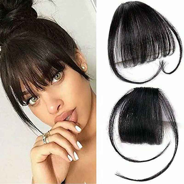 Young Fashion Human Hair Bangs With Temple Jet Black Fringe hair bangs Hand Tied Hair Fringe Womens Hairpieces