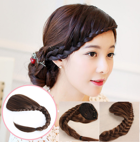 Sara 8*30CM Braids Bang Braiding Hair Bangs Hairpieces Clip in Bangs Fringe Bohemia Braid Hair Bang Headband Hair Accessories