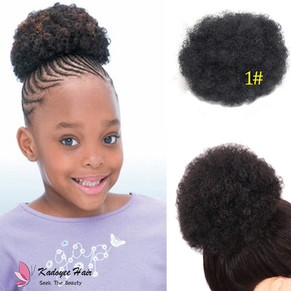 Synthetic afro chignon for kids small children girl JUMBO KINKY CURLY AFRO PUFF Magic Afro Pony tail for black girl USA UK