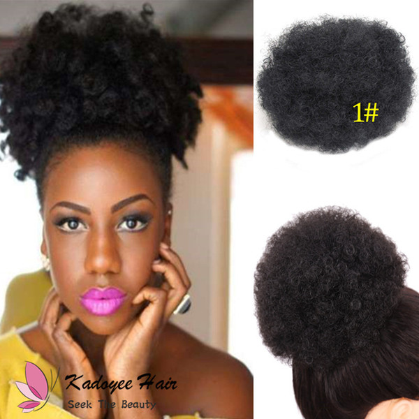 Cheap Afro curly Ponytail 6inch Women's Elastic Net Curly Chignon With Two Plastic Combs Updo Cover Synthetic Hair For Kids Black Women