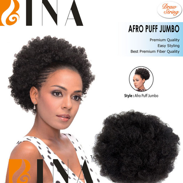 BINA Dount chignon ponytail curly synthetic hair bun extensions updo clip in hairpieces draw string afro puff jumbo free shipping