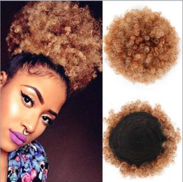 Fashion Synthetic Puff Afro Short Kinky Curly Chignon Hair Bun Drawstring Ponytail Wrap Hairpiece Fake Hair Extensions 3 Colors