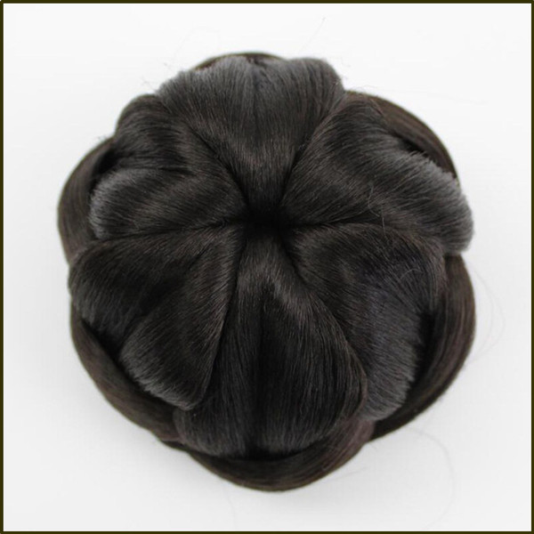 Synthetic Hair Braided Chignon Clip In Hair Bun Womens Donut Roller Hair Piece High Temperature Fiber