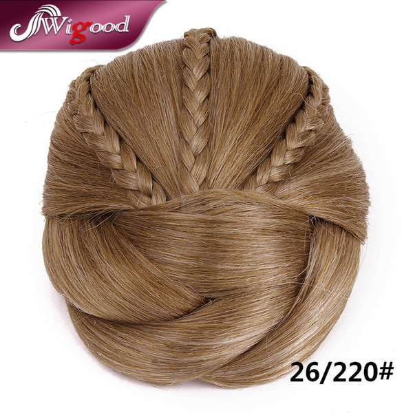 Wholesale-1PC 50G Postiche Chignon Hairstyle Fake Hair Bun Pieces Braids Clip In Hair Bun Extensions Postiche Cheveux Chignon Wigood