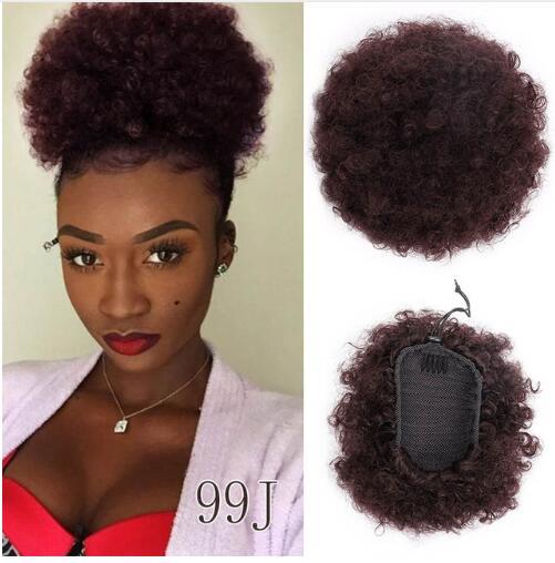 Doris beauty Synthetic Puff Afro Short Kinky Curly Chignon Hair Bun Drawstring Ponytail Wrap Hairpiece Fake Hair Extensions