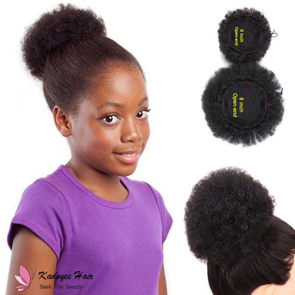 New FreeHair Ribbon Extensions Ponytail Extensions Wavy Curly Chignon Bun Hairpiece Clip-In Natural Color for Kids black girl