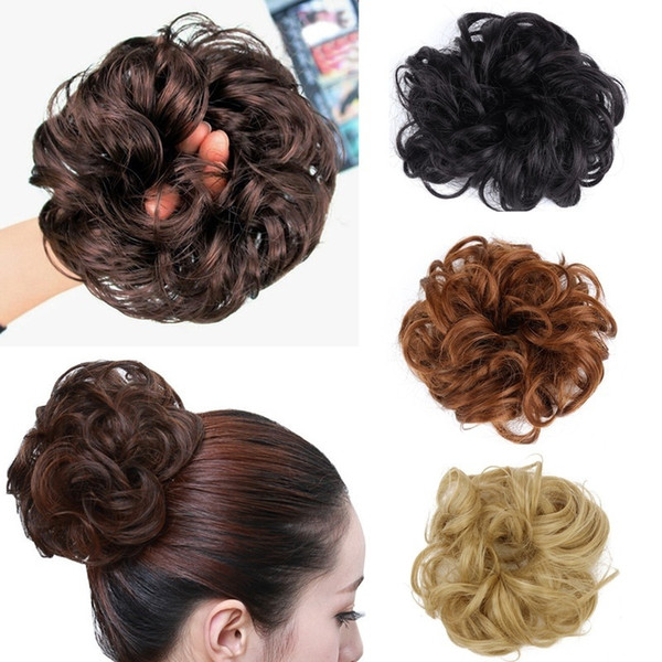 Pony Tail Hair Extension Bun Hairpiece Scrunchie Elastic Wave Curly Synthetic Hairpieces Wrap for Hair Bun Chignon Pedazo de cabello Haartei