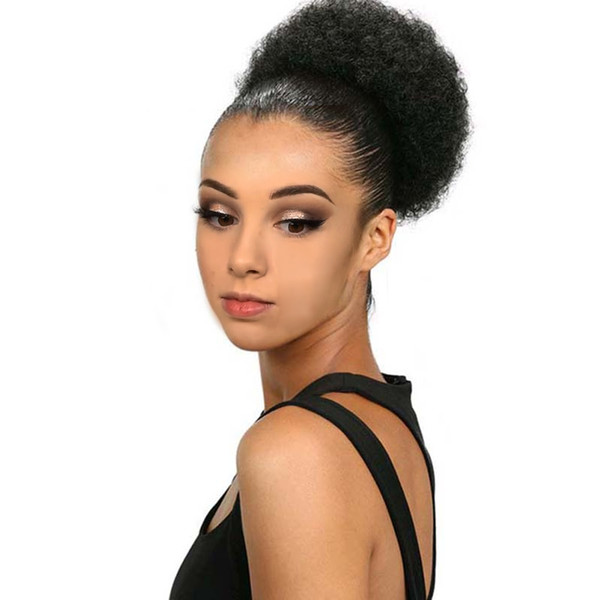 Synthetic Chignon Hair Bun Afro Kinky Curly Drawstring short Hair Pieces Bun clip in hair extensions