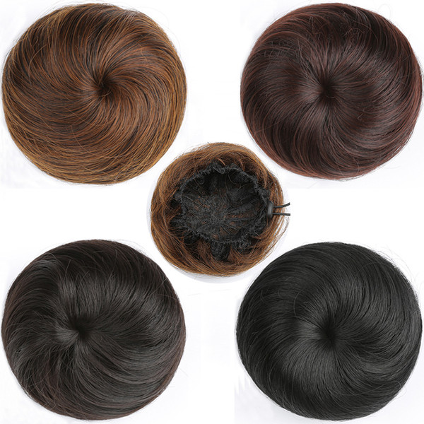 Synthetic High Temperature Fiber Curly Flower Hair Chignon Rubber Band Hair Bun Donut Roller Hairpieces