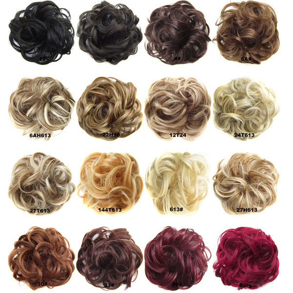 Synthetic Hair Chignon Donut Black Brown 45Colors 30g Bun Pad Chignon Elastic Hair Rope Rubber Band Hair Extensions Cheap hot sell