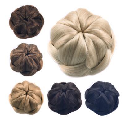 European and American women's meatball head braided hair wrapped high temperature silk bun disc device Yiwu factory direct sales