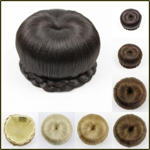 Heat Resistant Fiber Black/Light Brown/Blonde Women Synthetic Hair Buns Clip-in Big Size Chignons for Ladies