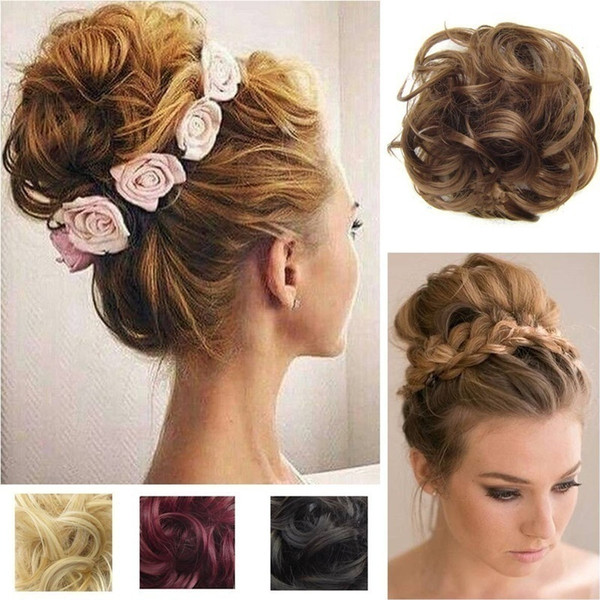 Chignons Extension Bun Hairpiece Scrunchie Elastic Wave Curly Synthetic Hairpieces Wrap for Hair Bun Chignon Pedazo de cabello Haartei