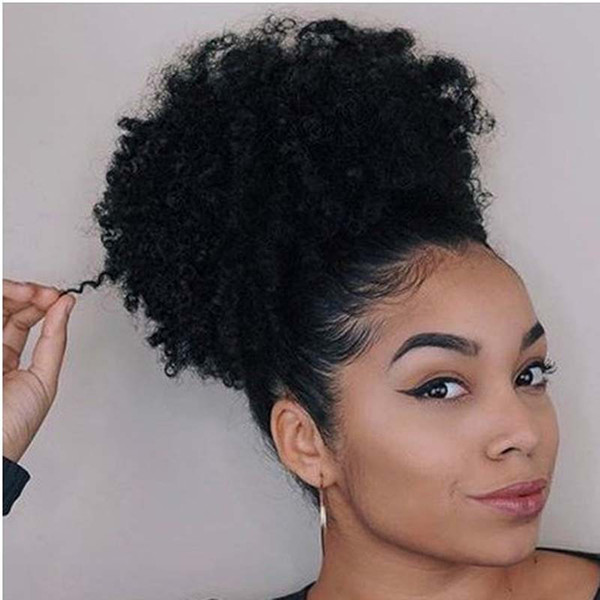 Afro Puff Curly Synthetic Hair Chignon Hair Bun For Women Updo Clip in PonytailChemical Fiber Bundle Hair Pills Head Bud Small Roll Fluffy