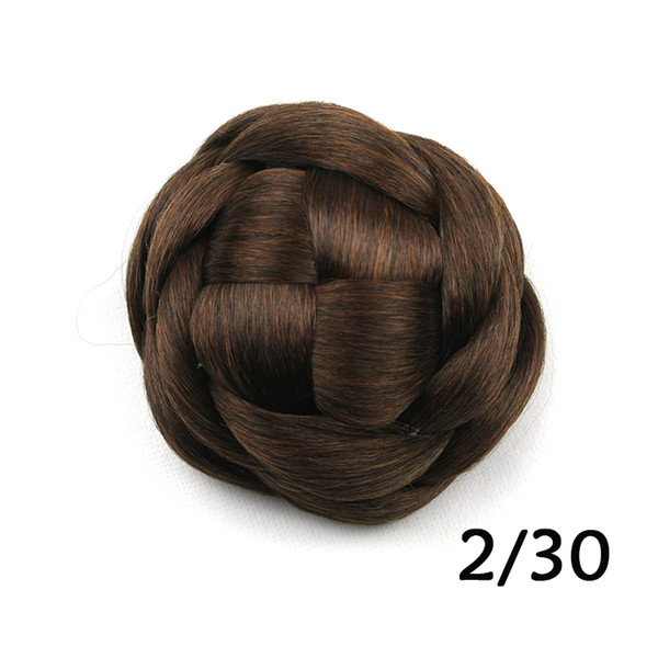 Wholesale-light brown braided bun hairpieces, hair bun chignon, hairbun, synthetic hair scrunchies, color 2/30