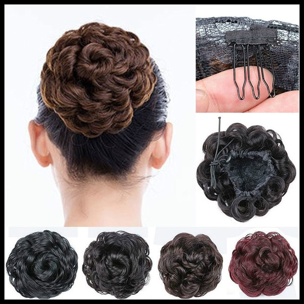 Synthetic Hair Chignons Elastic Scrunchie Hair Extensions Ribbon Ponytail Hair Clip Bundles Hairpieces Donut Buns