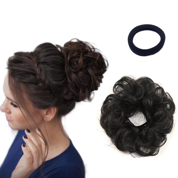 Hair Buns Real Human Hair extensions for Women Wavy Curly Donut Hair Chignons Scrunchy Scrunchie Updo Hairpiece perfect messy bun