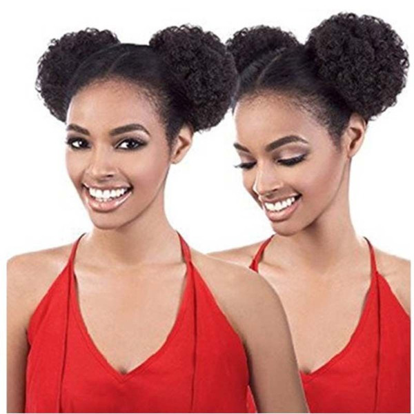 Synthetic Hair Bun Synthetic Ponytail in OFF BLACK fro Drawstring Ponytail Black woman Hairpiece Hair Bun afro puff Cosplay