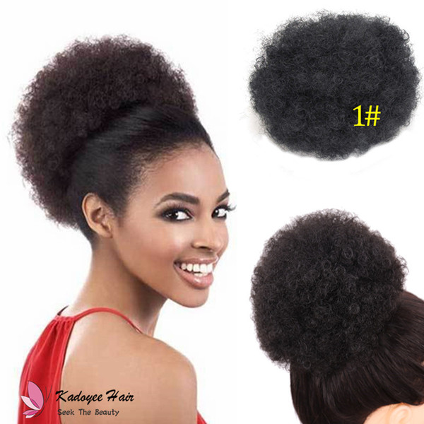 Large Heat Resistant Synthetic Fluffy Afro Curly Bun Chignon brown choclate color afro bun for black women children kids and little girl