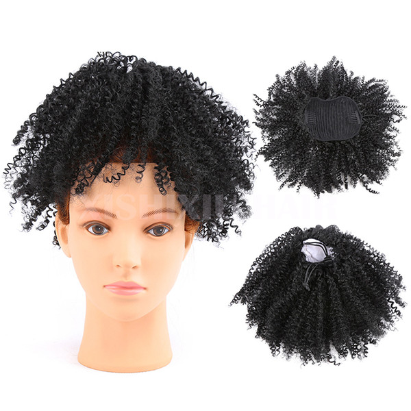 High fluffy African curling bundle horsetail rope short African curling bundle clip on high temperature line of synthetic curling bundle