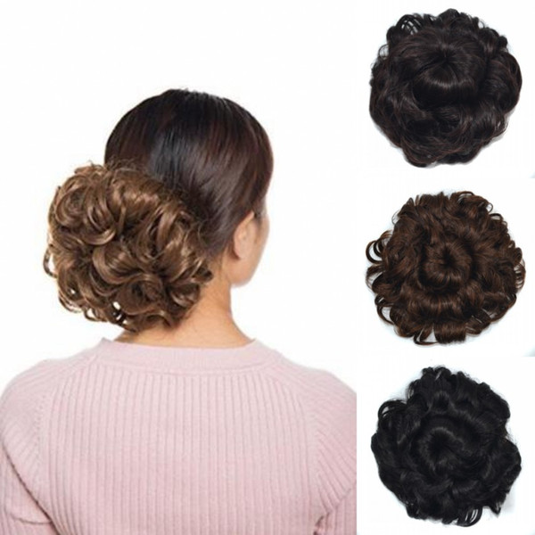 Sara Flower Blooms Curly Chignon Clip in Hair Adjustable Pull Rope Hair Bun Chignon Lightness and Natural Realistic Hairpiece