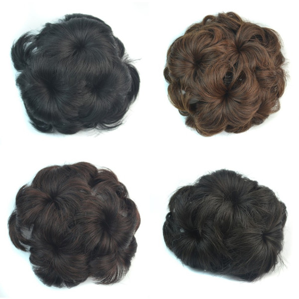 Wholesale-For Lady Woman wavy human curly hair bun Flower chignon with Interposing comb Donut Roller hair pieces hairpiece clip on hair