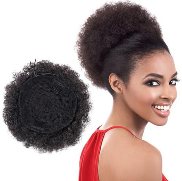 Synthetic Puff Afro Short Kinky Curly Chignon Hair Bun Drawstring Ponytail Wrap Hairpiece Fake Hair Extensions