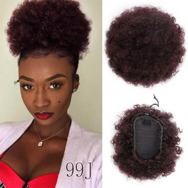 Synthetic Curly Hair Ponytail African American Short Afro Kinky Curly Wrap Synthetic Drawstring Puff Pony tail Hair Extensions