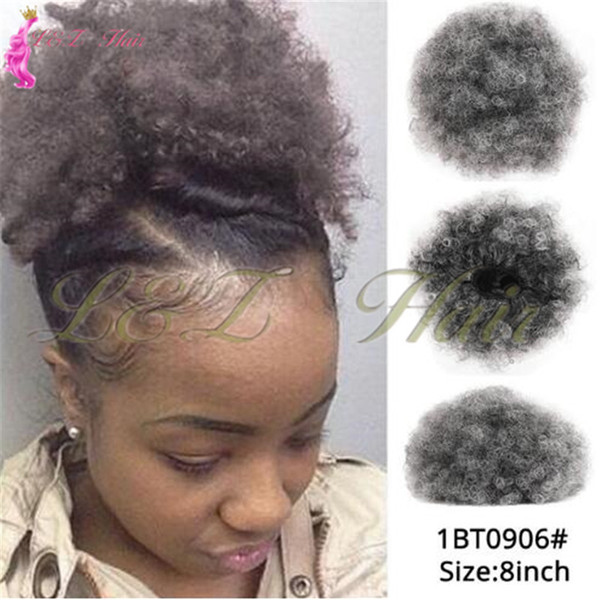 African Afro Short Kinky Curly Wrap Drawstring Puff Bun Extension 1pc Hair Bun Kanekalon High Ponytail Puff Curly Drawstring Short