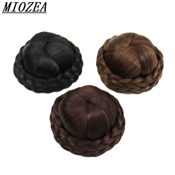 Hair Braided Clip In Hair Bun Chignon Hairpiece Donut Roller Bun Hairpiece Hand Knitting braid Synthetic Chignon