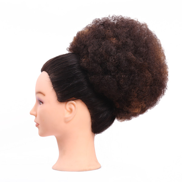 Clip In Chignon Hair Bun Piece High Temperature Fiber Ombre Curly Synthetic Afro Drawstring Ponytail Extensions