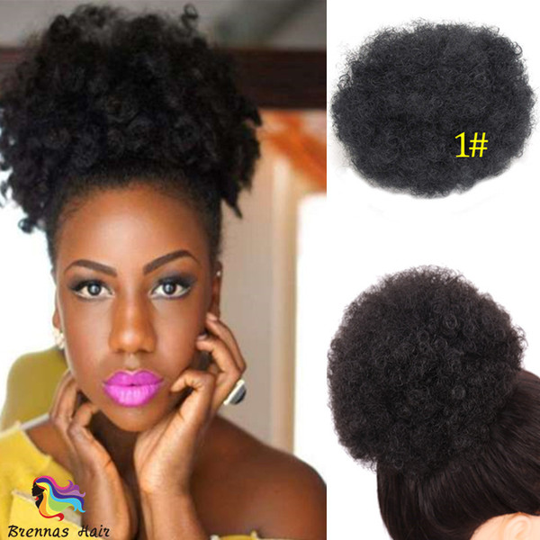 Amazing Afro Kinky Curly Synthetic Chignon Bun With two Plastic Combs Updo Cover for black woman