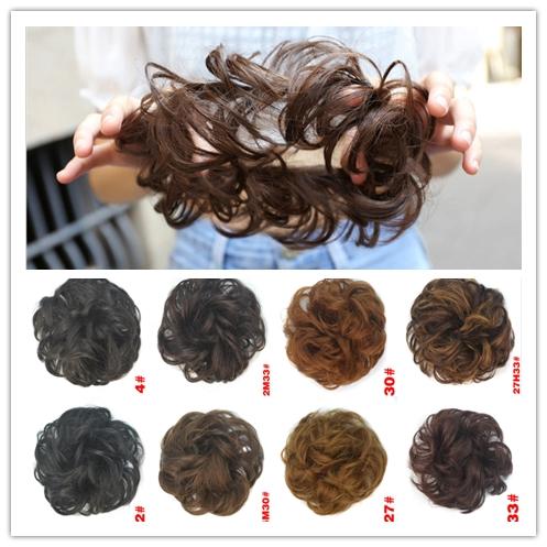 5pcs/lot 10colors available women's elastic rubber band in hair chignons curly hair ring high quality heat resistant synthetic hair buns